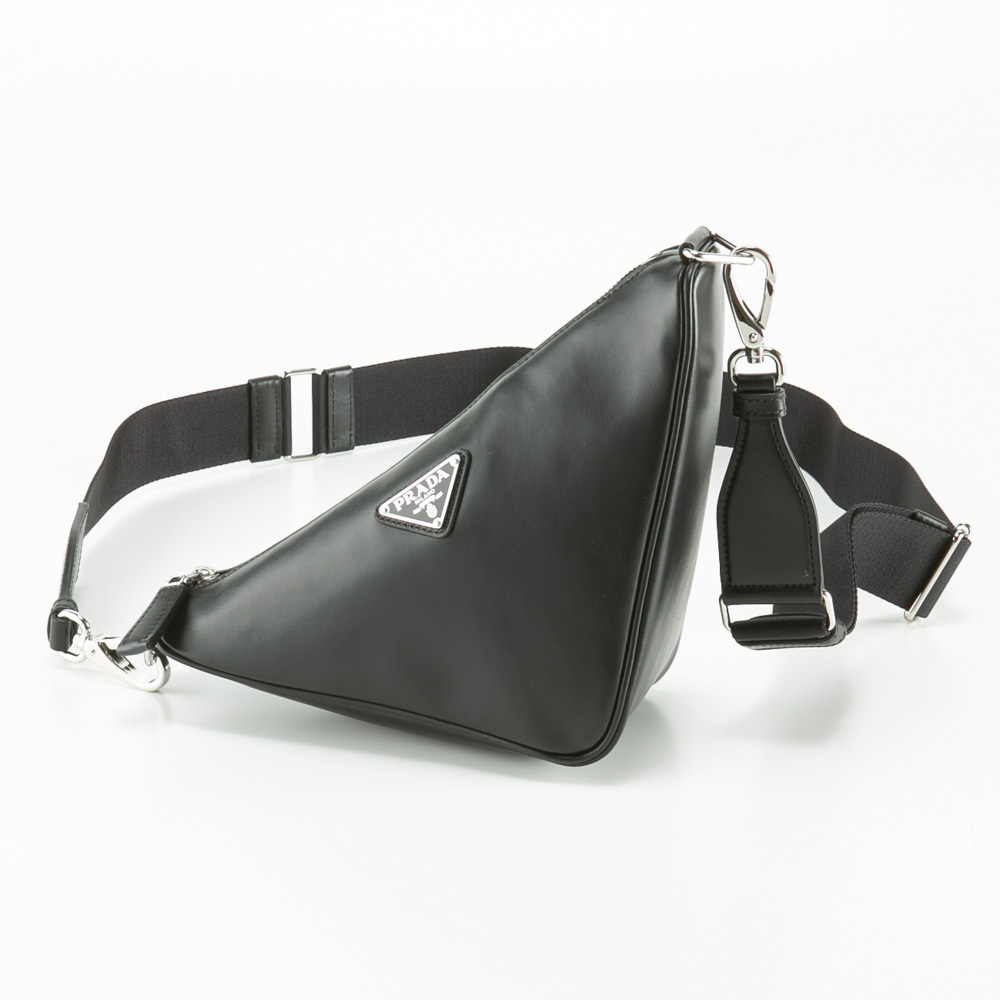 Prada Triangolo Saffiano Leather Shoulder Bag Black